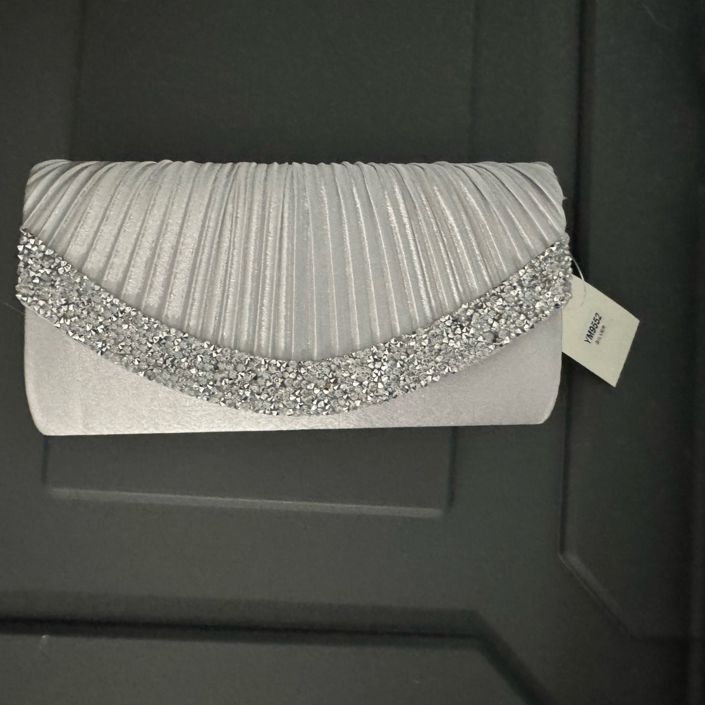 Silver Clutch with Rhinestone Detail